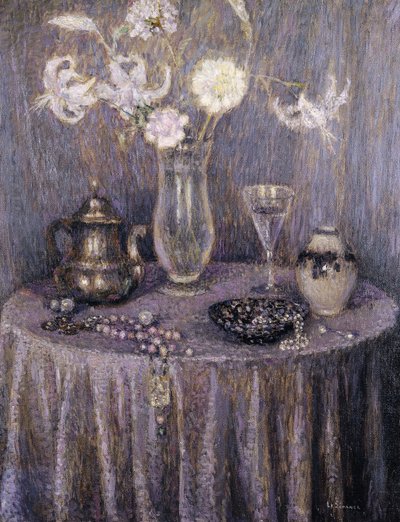 テーブル、グレイハーモニー;テーブル、グレイハーモニー 作： Henri Eugene Augustin Le Sidaner