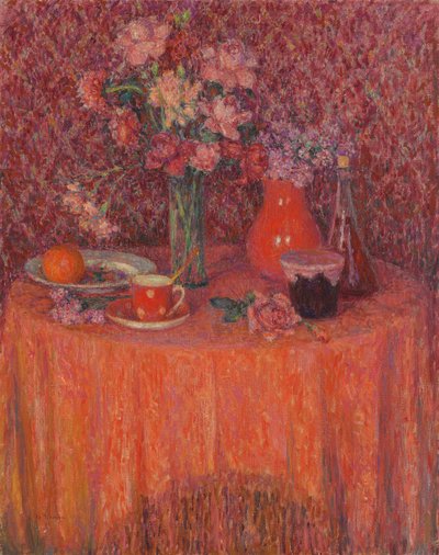 テーブル、赤のハーモニー;ルテーブル、ハーモニールージュ 作： Henri Eugene Augustin Le Sidaner