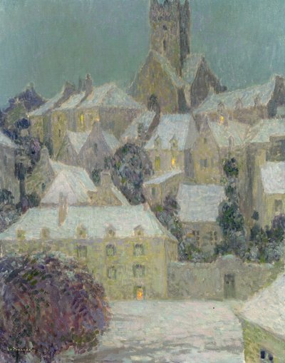 冬の夜、町の眺め 作： Henri Eugene Augustin Le Sidaner
