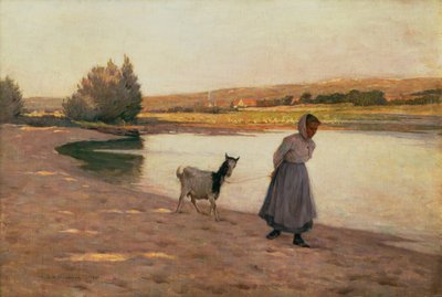 ヤギを引く女性 作： Henri Eugene Augustin Le Sidaner