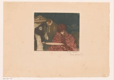 ウェイターとテラスにいる女性 作： Henri Evenepoel (signed by artist)