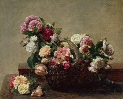 バラのバスケット 作： Ignace Henri Jean Fantin Latour
