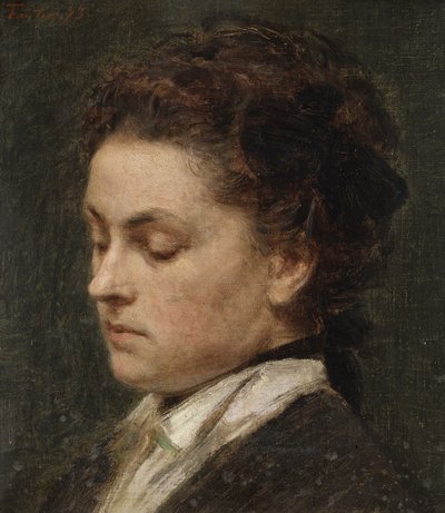 画家の妻ヴィクトリア・デュブールの肖像画のための習作 作： アンリ・ファンタン・ラトゥール