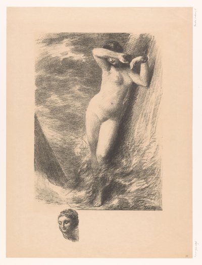 水中の岩に鎖でつながれたアンドロメダ アンドロメデ 作： Ignace Henri Jean Fantin Latour