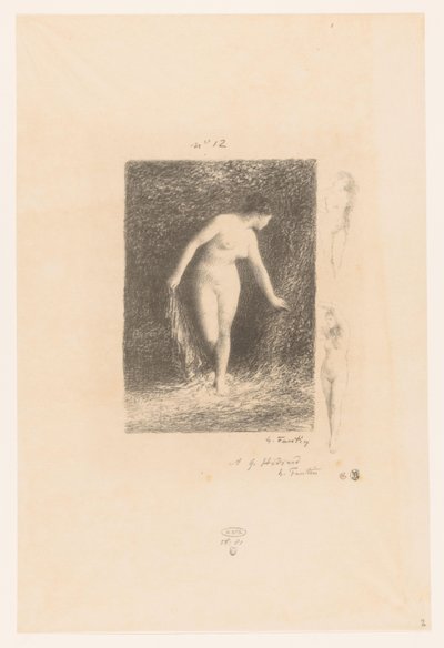 Diana ontkleedt zich om te baden ダイアナ Gedichten van André Chénier (シリーズタイトル) アンドレ・シェニエの詩の挿絵（連載タイトル） 作： Ignace Henri Jean Fantin Latour