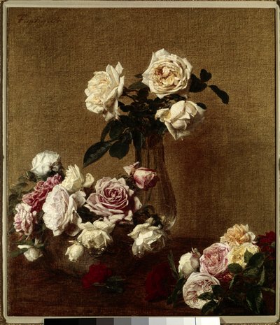Les roses アンリ・ファンタン・ラトゥール（Fantin-Latour）（1836-1904）の絵画 19世紀 個人蔵。 作： Ignace Henri Jean Fantin Latour