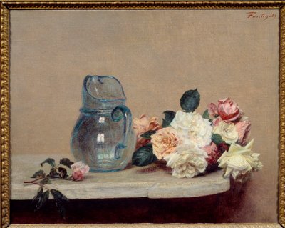 Les roses アンリ・ファンタン・ラトゥールの絵画（ファンタン・ラトゥール 作： Ignace Henri Jean Fantin Latour