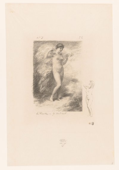 Neere met wapperende sluier ニーレ Gedichten van André Chénier (シリーズタイトル) アンドレ・シェニエの詩の挿絵（連載タイトル） 作： Ignace Henri Jean Fantin Latour