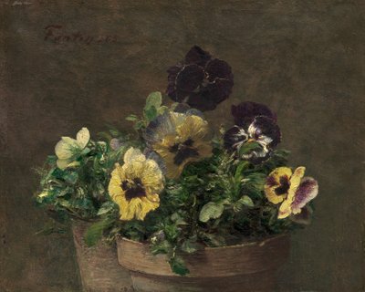 鉢植えのパンジー、1883年。 作： Ignace Henri Jean Fantin Latour