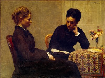 読書若い盲人に読書をしている女性 作： Ignace Henri Jean Fantin Latour
