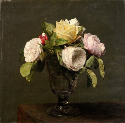 ゴブレットのバラ、1873年。 作： Ignace Henri Jean Fantin Latour