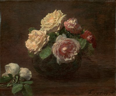 鉢の中のバラ 作： Henri Fantin Latour