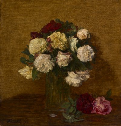 花瓶のバラ 作： Ignace Henri Jean Fantin Latour