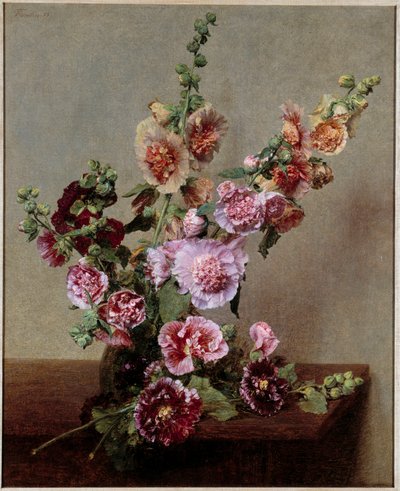 Roses tremieres アンリ・ファンタン・ラトゥールの絵画（ファンタン・ラトゥール 作： Ignace Henri Jean Fantin Latour