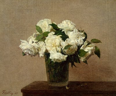 白いバラのある静物 作： Ignace Henri Jean Fantin Latour