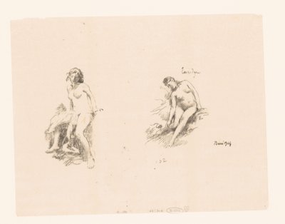 2人の裸の女性の学習シート 作： Ignace Henri Jean Fantin Latour