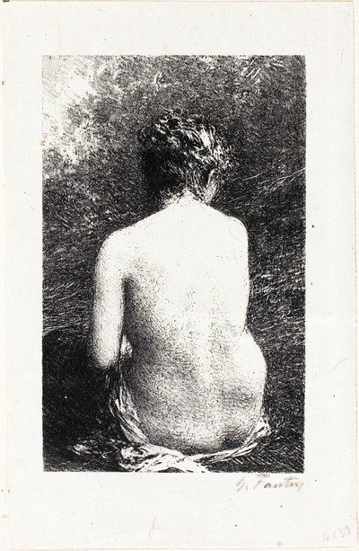 後ろから見た座っている女性の習作 作： Ignace Henri Jean Fantin Latour