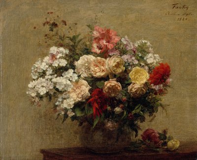 夏の花、1880年。 作： Ignace Henri Jean Fantin Latour
