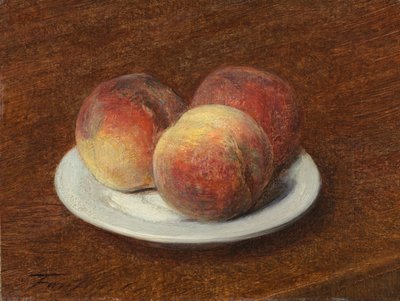 皿の上の3つのピーチ 作： Ignace Henri Jean Fantin Latour
