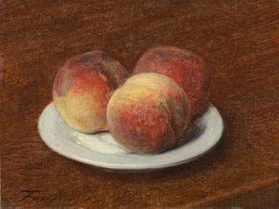 皿の上の 3 つの桃 作： Ignace Henri Jean Fantin Latour