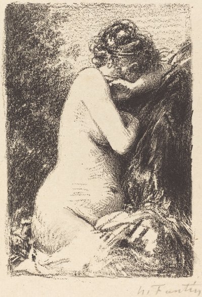 ウィーパー: 横顔を右にして着席した裸婦の習作 作： Ignace Henri Jean Fantin Latour