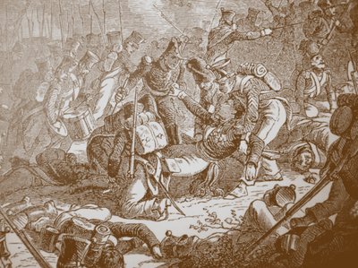 1830年代のヴァルティーノの戦いでのグディン将軍の死 作： Henri Felix Emmanuel Philippoteaux