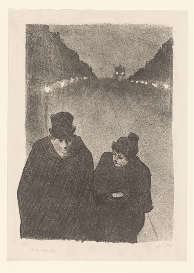 夜の通りの男と女 作： Henri Gabriel Ibels (attributed to)