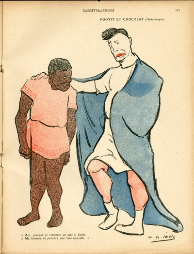 バタープレート、501番、カラーの風刺画 作： Henri Gabriel Ibels