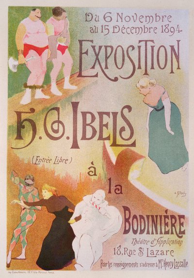 1894年にパリ、サンラザール通りのBodiniereでHG Ibelsによる展覧会を宣伝するポスターの複製（126852を参照） 作： Henri Gabriel Ibels