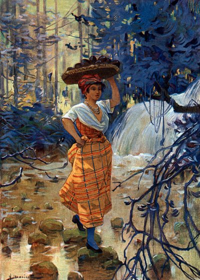 フランス領アンティル諸島出身のクレオールの若い女性の肖像画 作： Henri Gaston Darien
