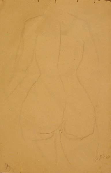 半身の女性ヌード（紙に黒チョーク） 作： Henri Gaudier Brzeska