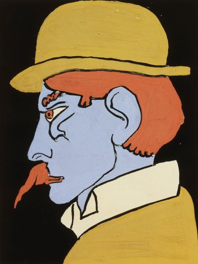 口ひげを持つ男、プロフィール、c.1911-12 作： Henri Gaudier Brzeska