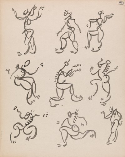 Yhdeksän tanssivaa hahmoa, kolmessa rekisterissä 作： Henri Gaudier Brzeska