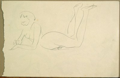 Nude Girl Laying on Floor (ink on paper) 作： Henri Gaudier Brzeska