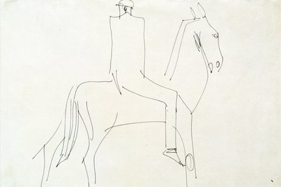 Rotton Rowのライダー、1913年（紙にペンとインク） 作： Henri Gaudier Brzeska