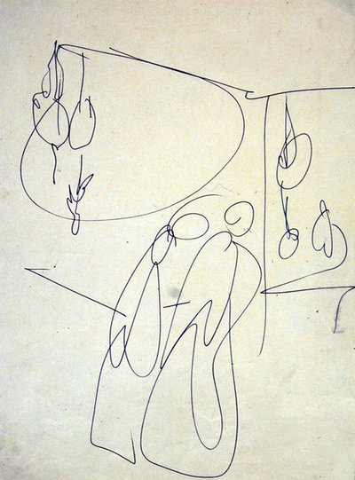 ポールターズの外で買い物をする人たち 作： Henri Gaudier Brzeska