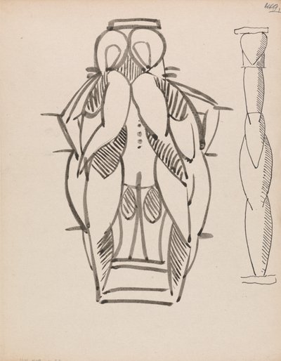 彫刻柱の 2 つの習作 作： Henri Gaudier Brzeska