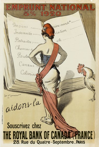 ロイヤル バンク オブ カナダ フランス、1920 年に購読。 作： Henri Georges Meunier