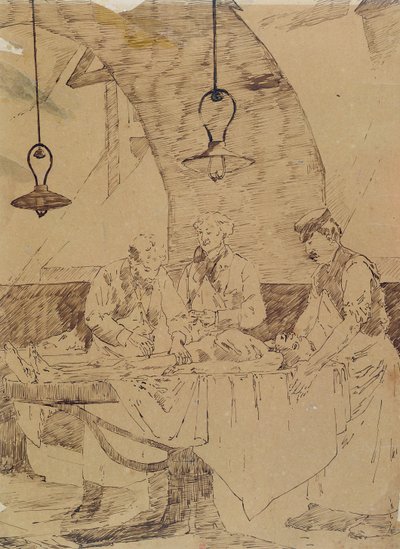 19世紀後半のパリのホテルデューでの検死（紙にペンとインク） 作： Henri Gervex