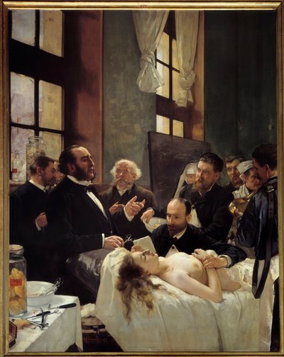 サンルイ病院で教鞭をとるジュール・エミール（Jules-Emile）ペアン博士（1830-1898）船のつまみ食いの発見、または「手術の前に」 アンリ・ジェルベックス（1852-1929）による絵画 1887年 日。2,42x1,88 m Paris, musee d