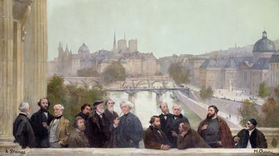 「世紀の歴史」のパノラマの断片、1889年のフランスの芸術家や作家の肖像画 作： Henri Gervex