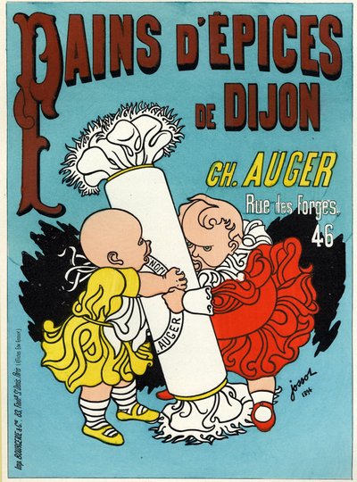 食べ物と飲み物。ディジョンのジンジャーブレッド。フランス、ギュスターヴ・アンリ・ジョッソのポスター 作： Henri Gustave Jossot