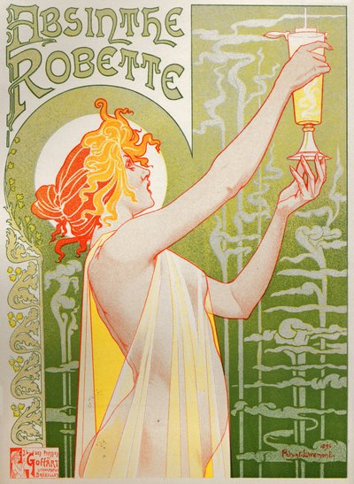 飲食物アブサン・ロベットベルギー、アンリ・プリヴァット・リヴモントのポスター 作： Henri Henri Antoine Théodore Livemont