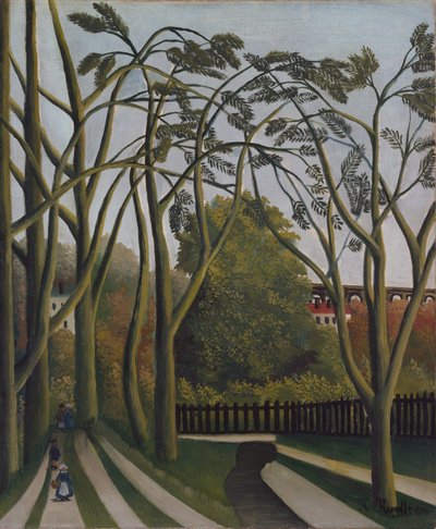 ビセトル近くのビエーヴルの銀行、c.1908–09（キャンバスに油彩） 作： Henri J.F. Rousseau
