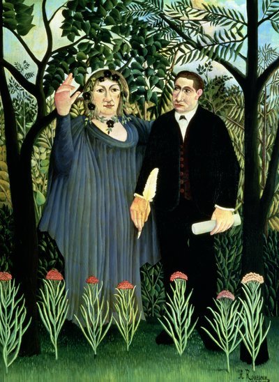 詩人を鼓舞するミューズ 作： Henri J.F. Rousseau