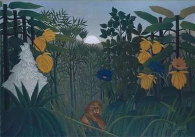 ライオンの復活、1907年頃（キャンバスに油彩） 作： Henri J.F. Rousseau