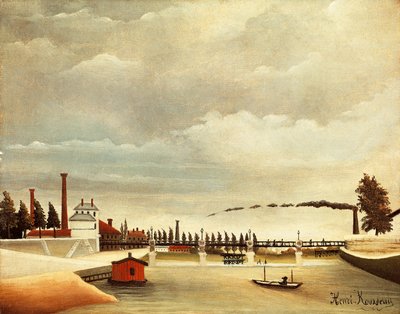 アンリ・ルソー（1844-1910）の「セーヌ川の岸辺」。 作： Henri J.F. Rousseau