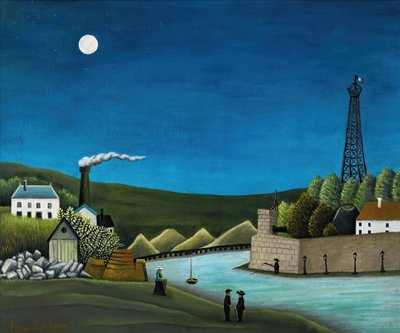 シュレンヌのセーヌ川、1911年頃（キャンバスに油彩） 作： Henri Rousseau