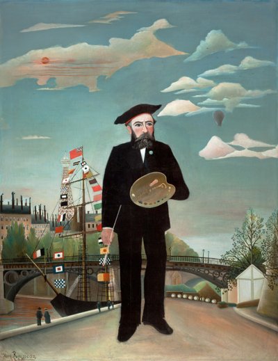 私自身：ポートレート-ランドスケープ、1890 作： Henri J.F. 1844 1910 Rousseau