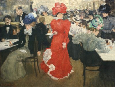 パリのカフェ・ダルクールにて 作： Henri Jacques Edouard Evenepoel